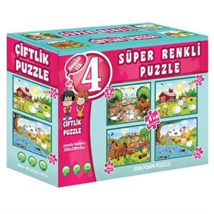 Dıy Toy Çiftlik Süper Renkli Puzzle (4 Adet Puzzle)